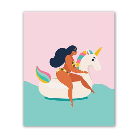 unicorn swimming Poster 16  x 20  from ArtsNow.com Front