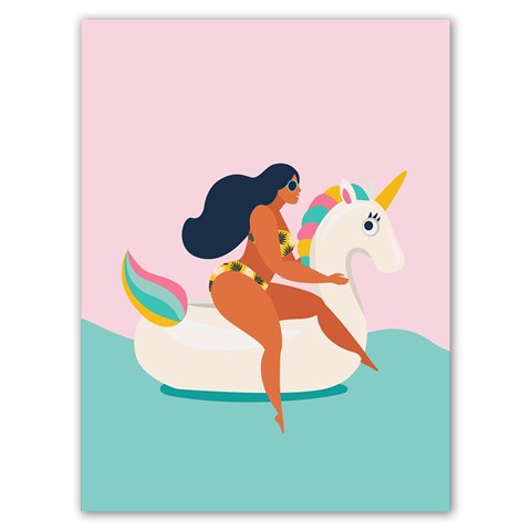 unicorn swimming Poster 18  x 24  from ArtsNow.com 18 x24  Poster - 1