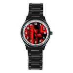 Red Light Stainless Steel Round Watch