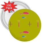 Fish 3  Buttons (100 pack) 