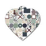Mosaic Print Dog Tag Heart (One Side)