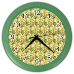 Green Pastel Pattern Color Wall Clock