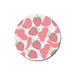 Strawberry Cow Pet Rubber Round Coaster (4 pack) 
