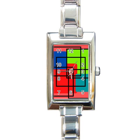 Colorful Rectangle boxes Rectangle Italian Charm Watch from ArtsNow.com Front