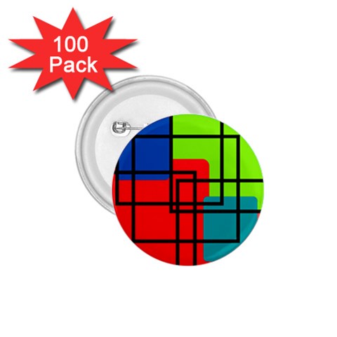 Colorful Rectangle boxes 1.75  Buttons (100 pack)  from ArtsNow.com Front