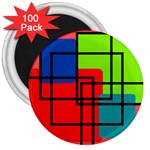 Colorful Rectangle boxes 3  Magnets (100 pack)