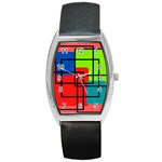 Colorful Rectangle boxes Barrel Style Metal Watch