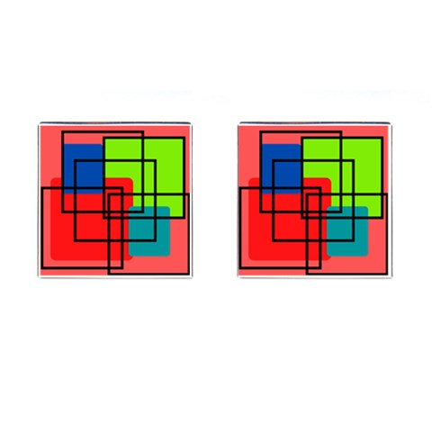 Colorful Rectangle boxes Cufflinks (Square) from ArtsNow.com Front(Pair)