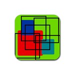 Colorful Rectangle boxes Rubber Coaster (Square) 