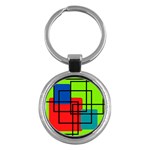 Colorful Rectangle boxes Key Chain (Round)