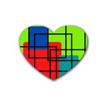 Colorful Rectangle boxes Rubber Coaster (Heart) 