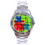 Colorful Rectangle boxes Stainless Steel Analogue Watch