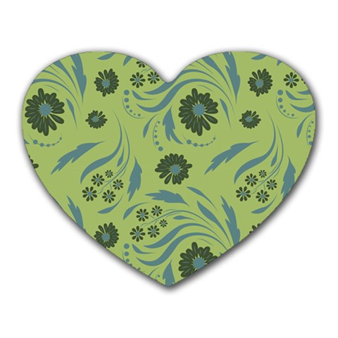 Folk flowers art pattern Heart Mousepads from ArtsNow.com Front