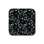 Folk flowers art pattern Rubber Coaster (Square) 