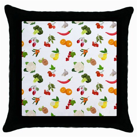 Fruits, Vegetables And Berries Throw Pillow Case (Black) from ArtsNow.com Front
