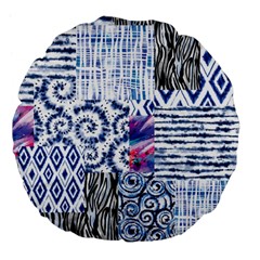 Blue Pastel Print Large 18  Premium Flano Round Cushions from ArtsNow.com Back