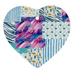 Blue Wavespastel Heart Ornament (Two Sides)