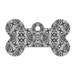 Black And White Ornate Pattern Dog Tag Bone (Two Sides) from ArtsNow.com Front