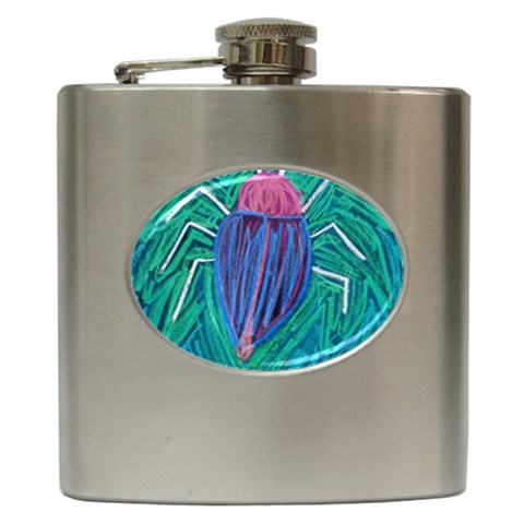 Big Green Bug  Hip Flask (6 oz) from ArtsNow.com Front
