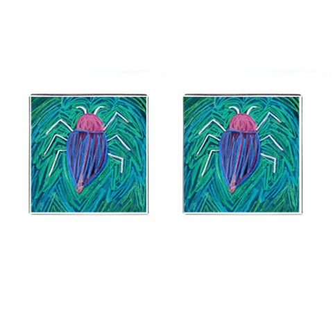 Big Green Bug  Cufflinks (Square) from ArtsNow.com Front(Pair)