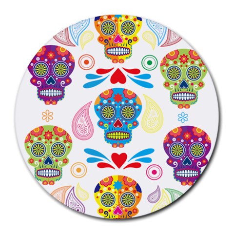 Boho Skull Vibe Round Mousepads from ArtsNow.com Front