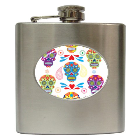 Boho Skull Vibe Hip Flask (6 oz) from ArtsNow.com Front