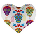 Boho Skull Vibe Large 19  Premium Heart Shape Cushions