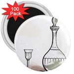 Wine Glass And Decanter 3  Magnets (100 pack)