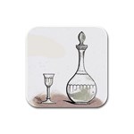 Wine Glass And Decanter Rubber Square Coaster (4 pack) 