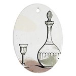 Wine Glass And Decanter Oval Ornament (Two Sides)