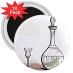 Wine Glass And Decanter 3  Magnets (10 pack) 