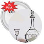 Wine Glass And Decanter 3  Buttons (10 pack) 