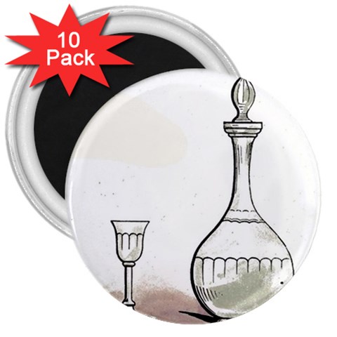 Wine Glass And Decanter 3  Magnets (10 pack)  from ArtsNow.com Front
