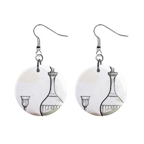 Wine Glass And Decanter Mini Button Earrings from ArtsNow.com Front