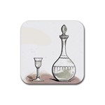 Wine Glass And Decanter Rubber Coaster (Square) 