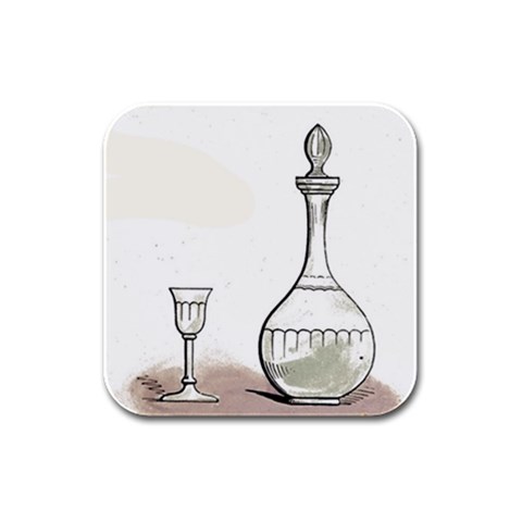 Wine Glass And Decanter Rubber Square Coaster (4 pack)  from ArtsNow.com Front