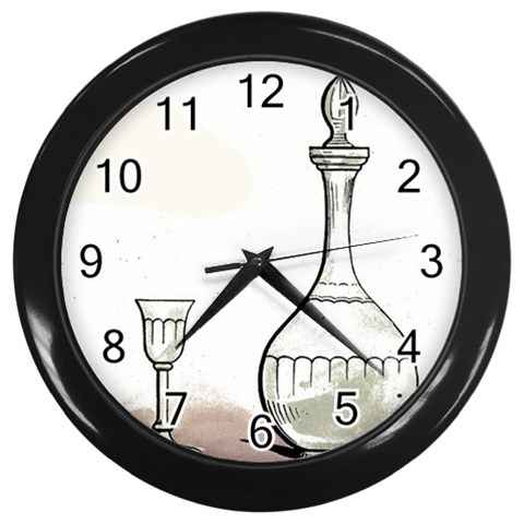 Wine Glass And Decanter Wall Clock (Black) from ArtsNow.com Front