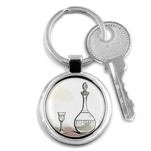 Wine Glass And Decanter Key Chain (Round) from ArtsNow.com Front