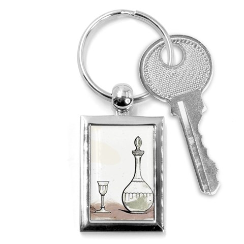 Wine Glass And Decanter Key Chain (Rectangle) from ArtsNow.com Front