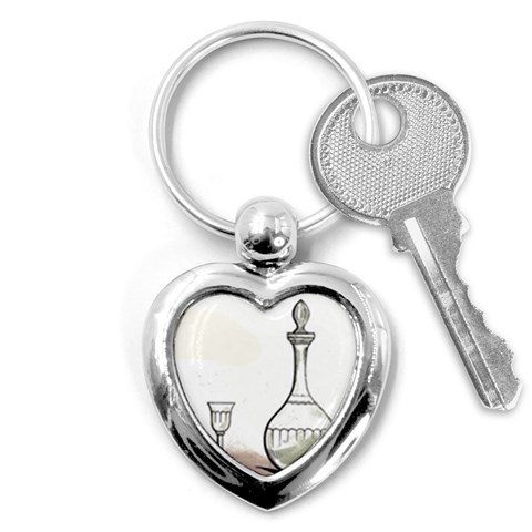 Wine Glass And Decanter Key Chain (Heart) from ArtsNow.com Front