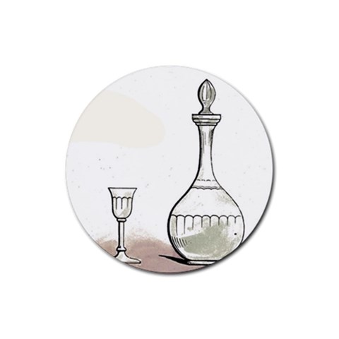 Wine Glass And Decanter Rubber Coaster (Round)  from ArtsNow.com Front