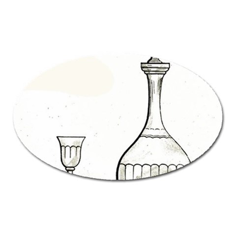 Wine Glass And Decanter Oval Magnet from ArtsNow.com Front