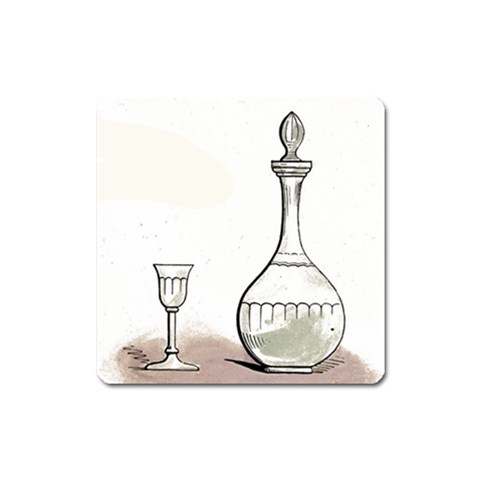 Wine Glass And Decanter Square Magnet from ArtsNow.com Front