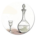 Wine Glass And Decanter Magnet 5  (Round)
