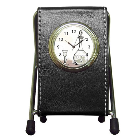 Wine Glass And Decanter Pen Holder Desk Clock from ArtsNow.com Front