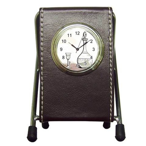 Wine Glass And Decanter Pen Holder Desk Clock from ArtsNow.com Front