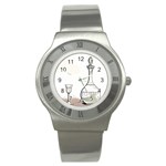 Wine Glass And Decanter Stainless Steel Watch