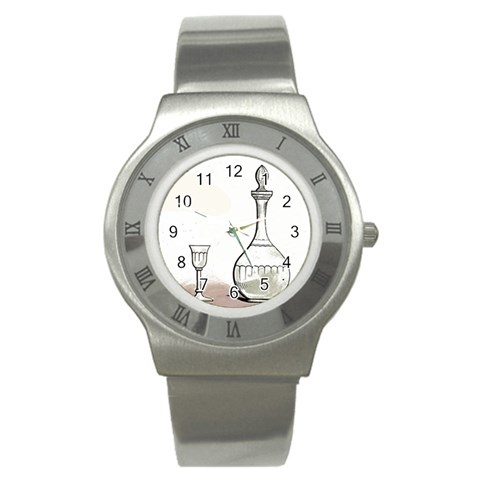 Wine Glass And Decanter Stainless Steel Watch from ArtsNow.com Front