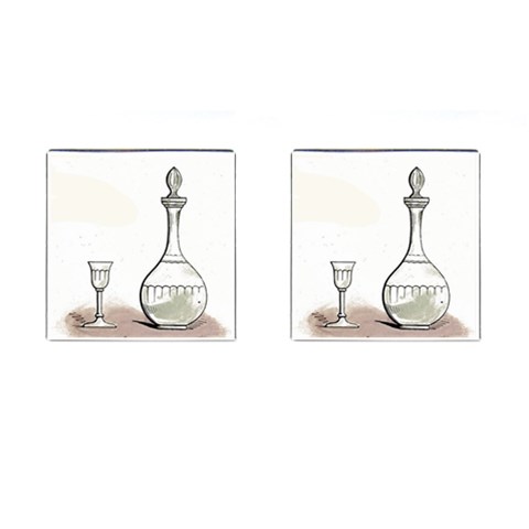 Wine Glass And Decanter Cufflinks (Square) from ArtsNow.com Front(Pair)