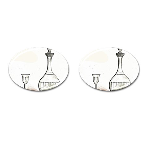 Wine Glass And Decanter Cufflinks (Oval) from ArtsNow.com Front(Pair)